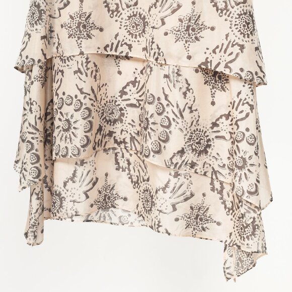 Brunello Cucinelli SS/20 Cream Printed Silk Tiered Mini Dress - Picture 8 of 14